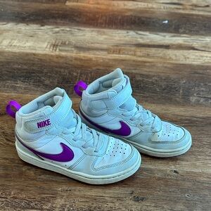Nike White and Purple High-Top Sneakers